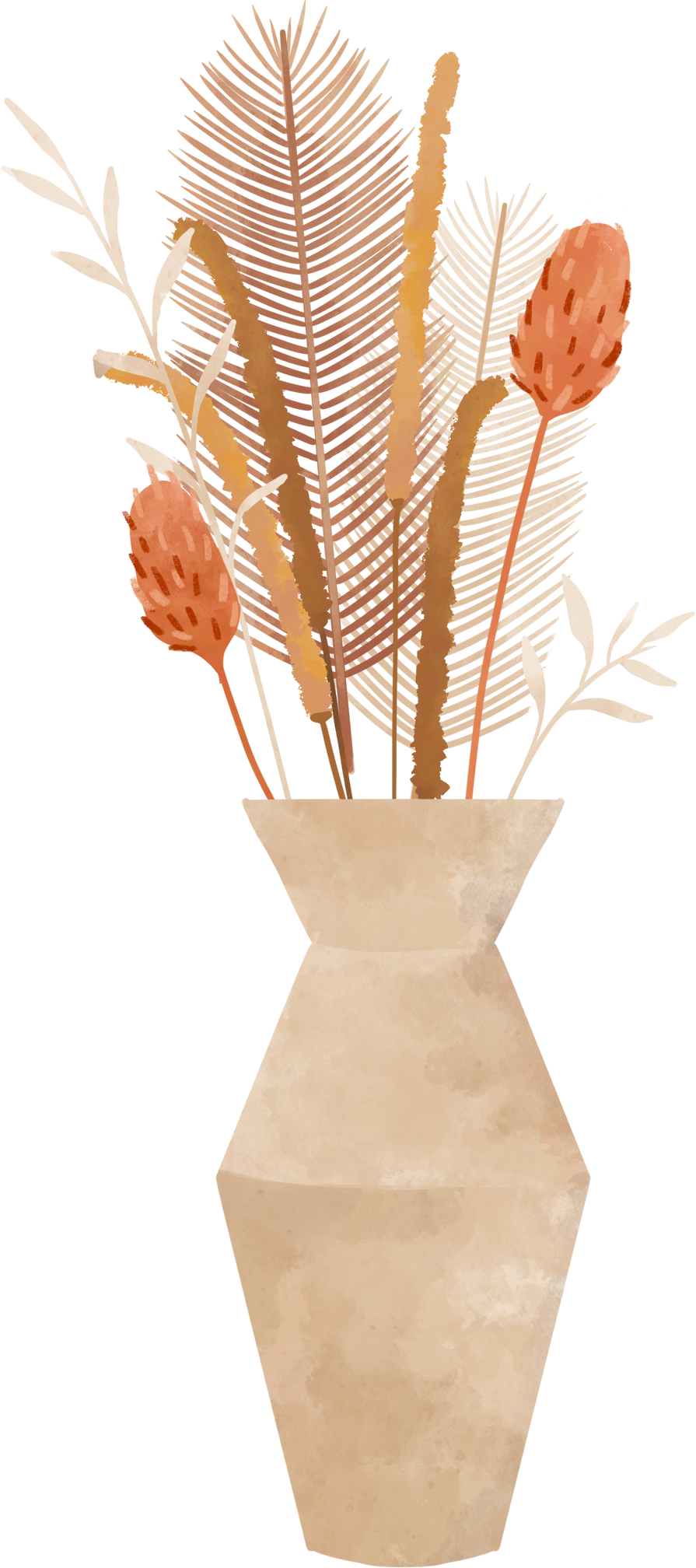 Boho Vase with Dried Leaves